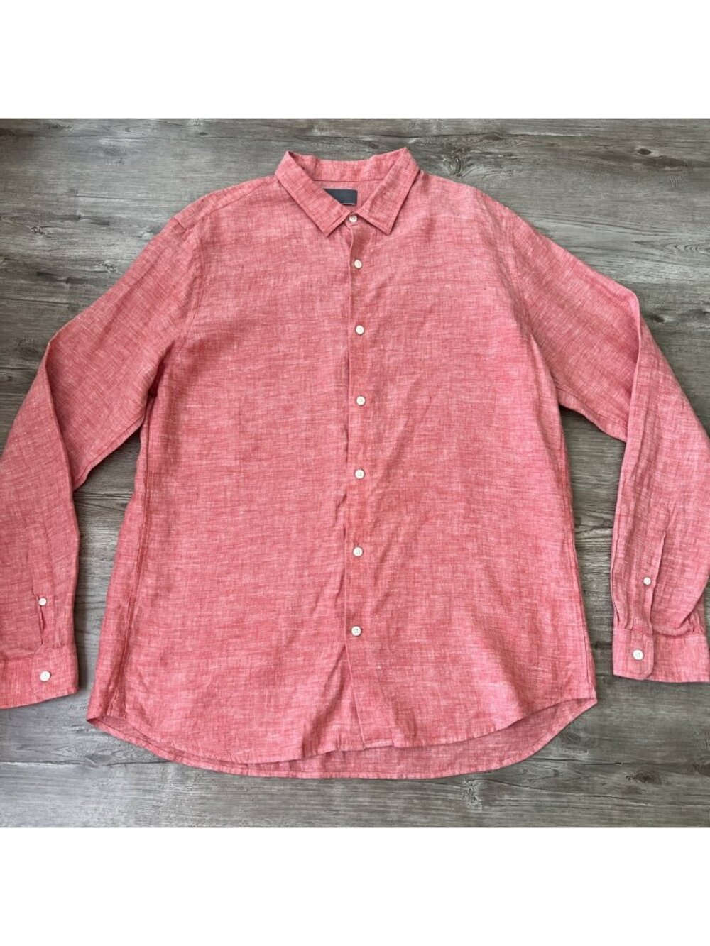 Vince Button Up‎ Linen Shirt Red Long Sleeve Mens XLarge